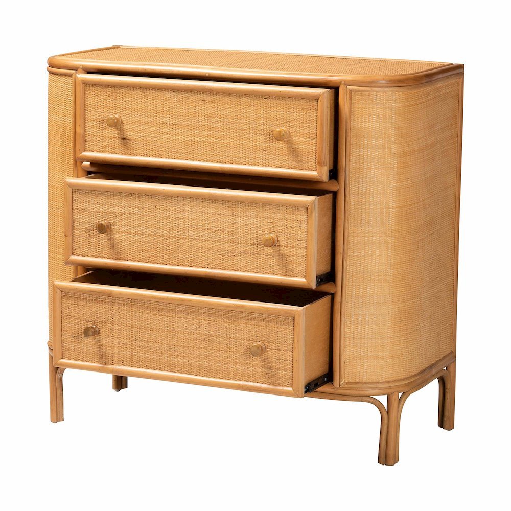 Radenza Bohemian Light Honey Rattan 3-Drawer Storage Cabinet