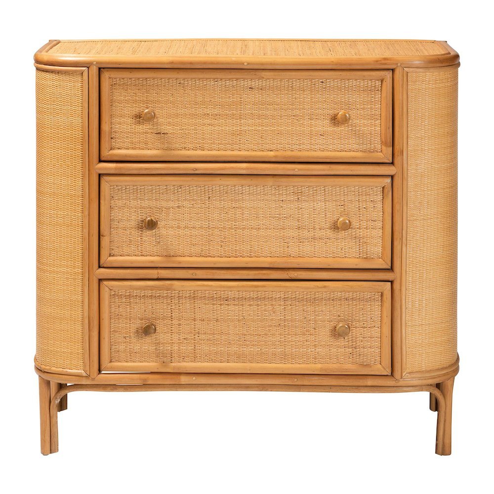 Radenza Bohemian Light Honey Rattan 3-Drawer Storage Cabinet