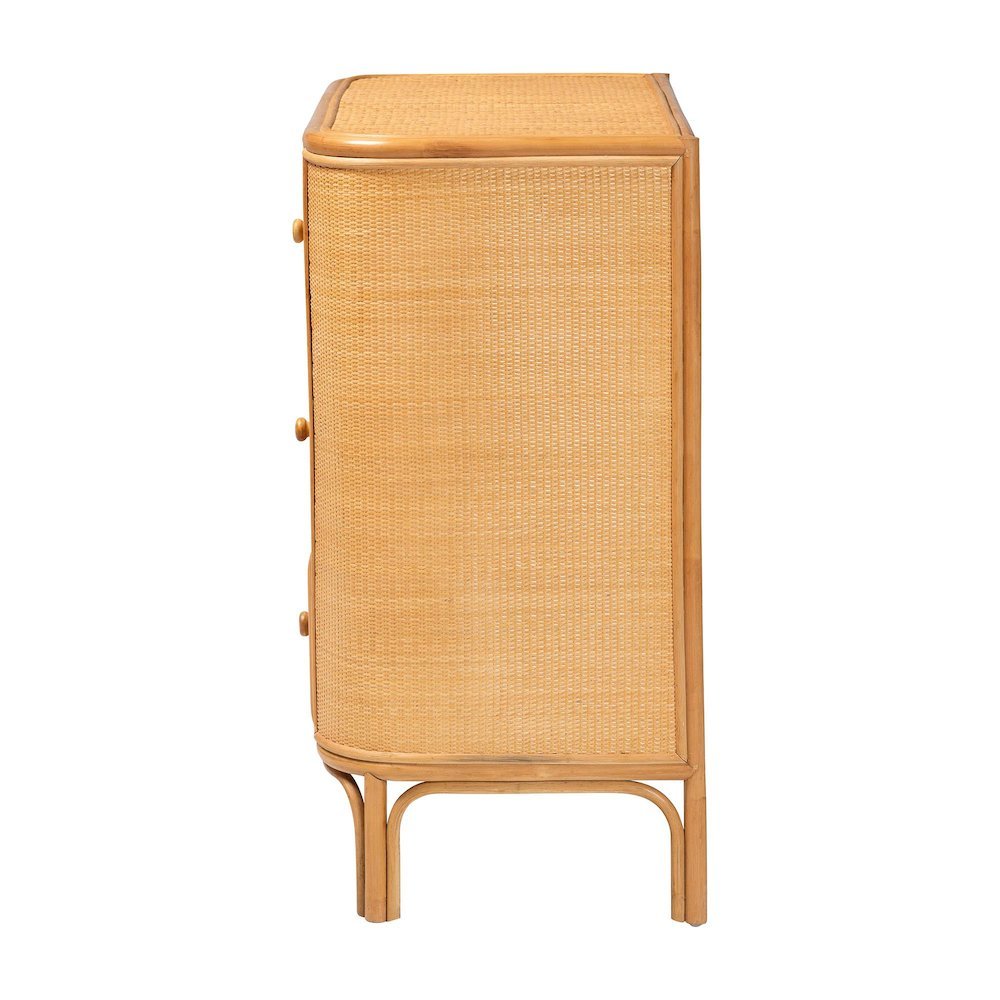 Radenza Bohemian Light Honey Rattan 3-Drawer Storage Cabinet