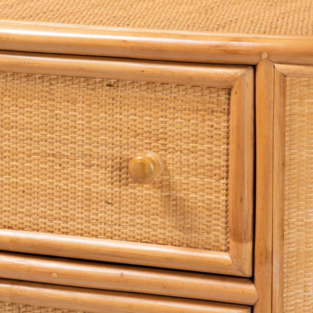 Radenza Bohemian Light Honey Rattan 3-Drawer Storage Cabinet