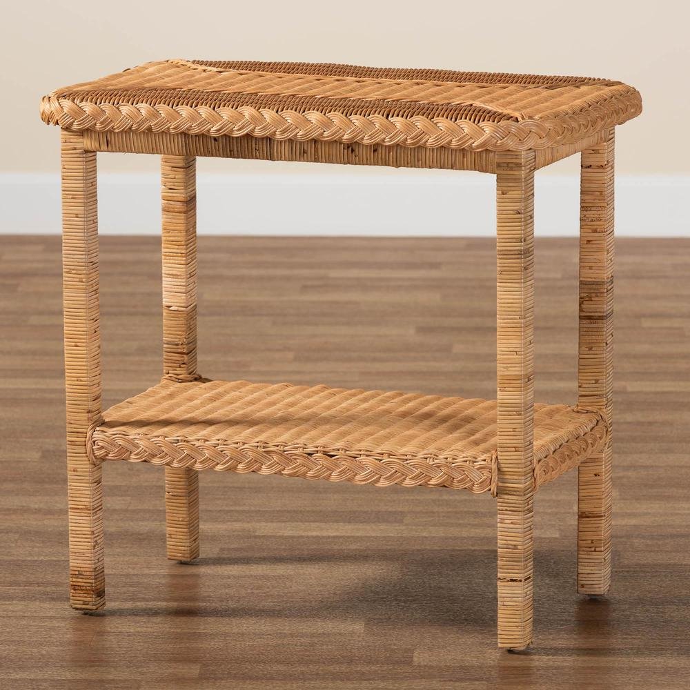 Minahasa Bohemian Light Honey Braided Rattan Side Table