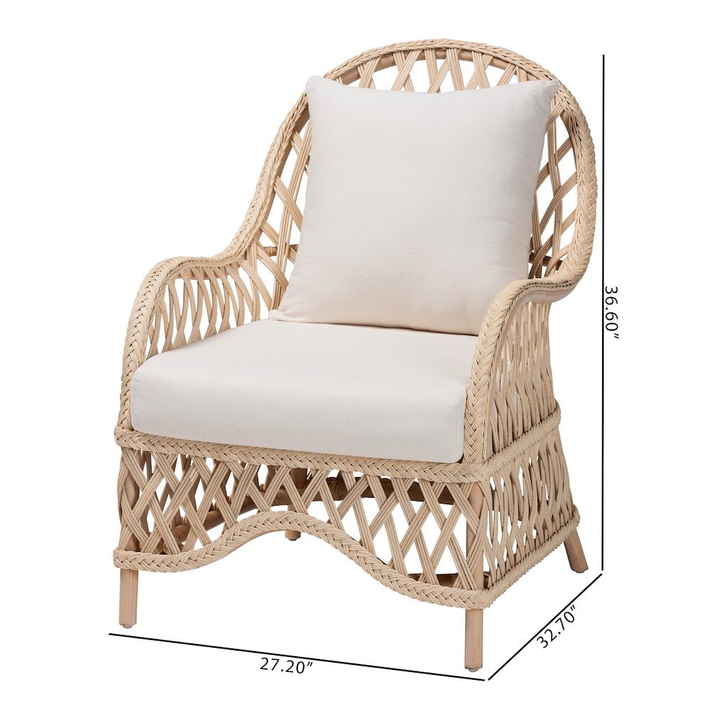 Florence Bohemian Ivory Braided Rattan Arm Chair