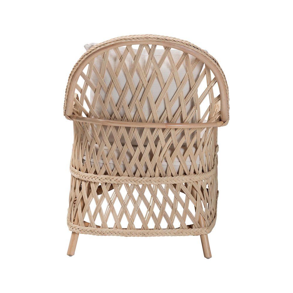Florence Bohemian Ivory Braided Rattan Arm Chair