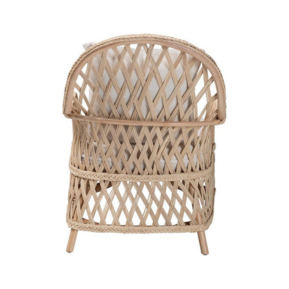 Florence Bohemian Ivory Braided Rattan Arm Chair
