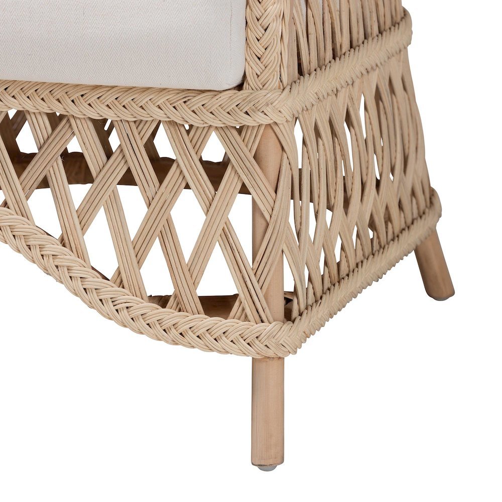 Florence Bohemian Ivory Braided Rattan Arm Chair
