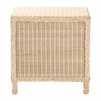 Lanica Japandi Sun Bleached Rattan 3-Drawer Nightstand