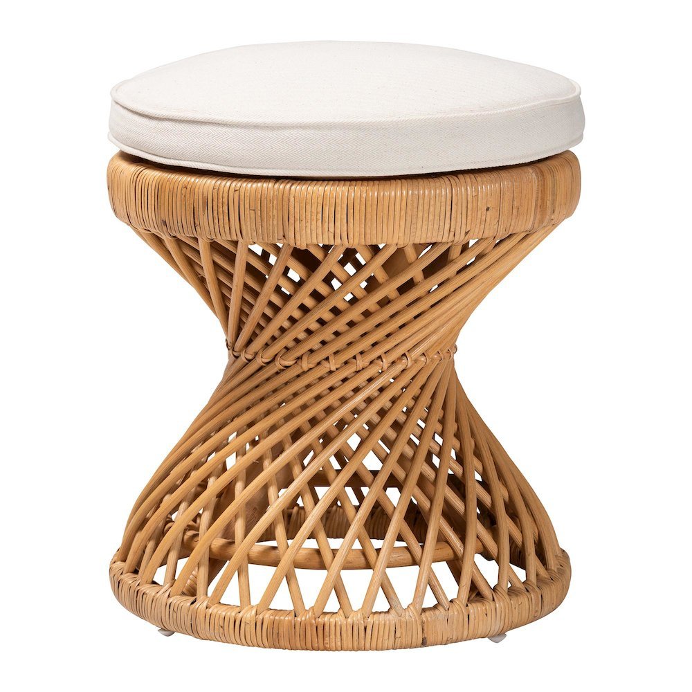 Borneo Bohemian Light Honey Rattan Footstool