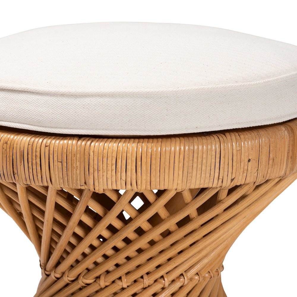 Borneo Bohemian Light Honey Rattan Footstool