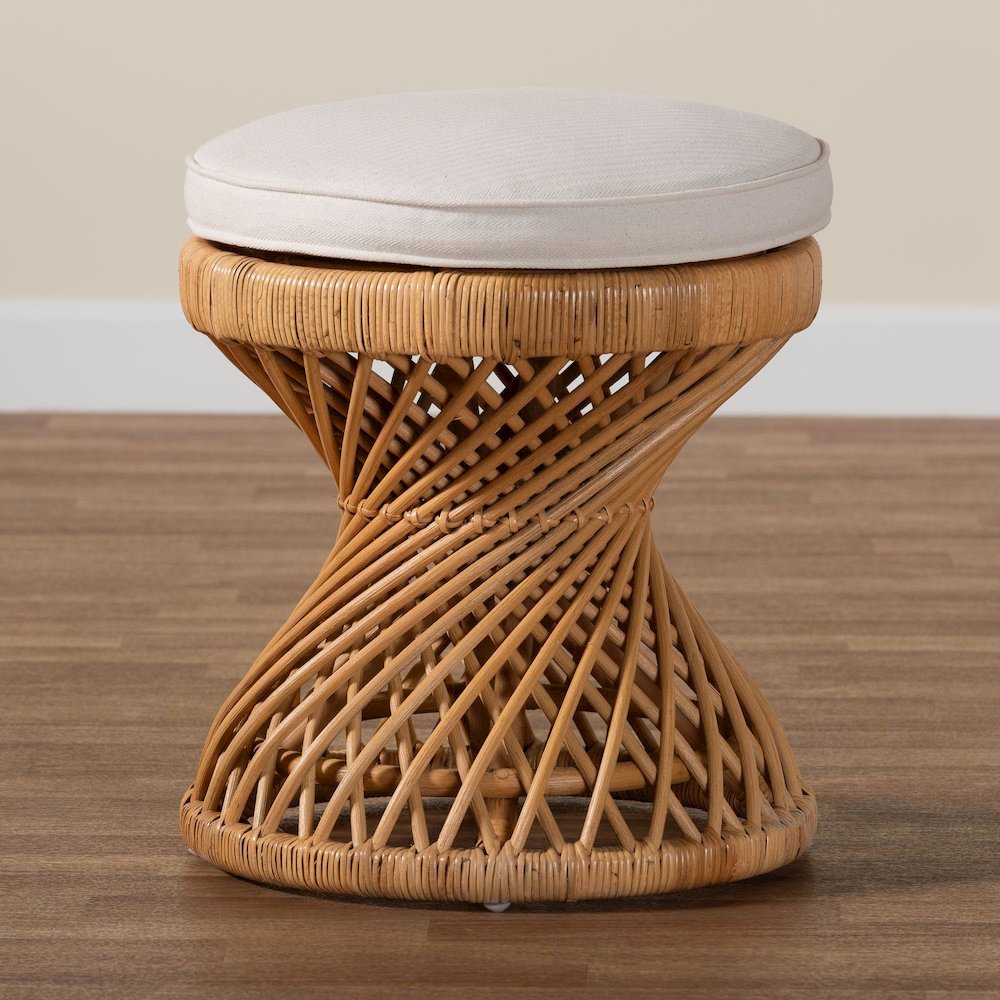 Borneo Bohemian Light Honey Rattan Footstool