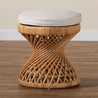 Borneo Bohemian Light Honey Rattan Footstool