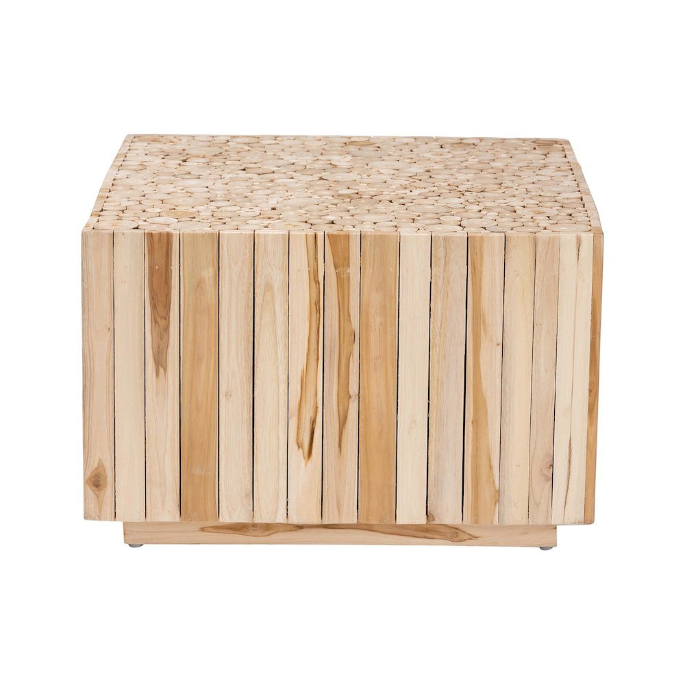 Bohemian Natural Teak Wood Coffee Table with Unique Repurposed Wood Logs