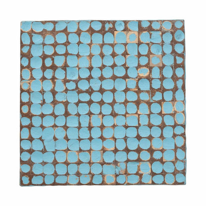 Janella Bohemian Sky Blue Coconut Shell and Acacia Wood End Table