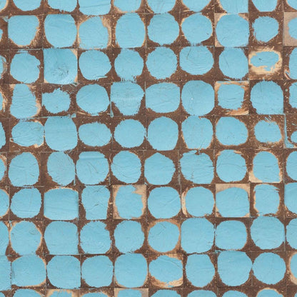 Janella Bohemian Sky Blue Coconut Shell and Acacia Wood End Table