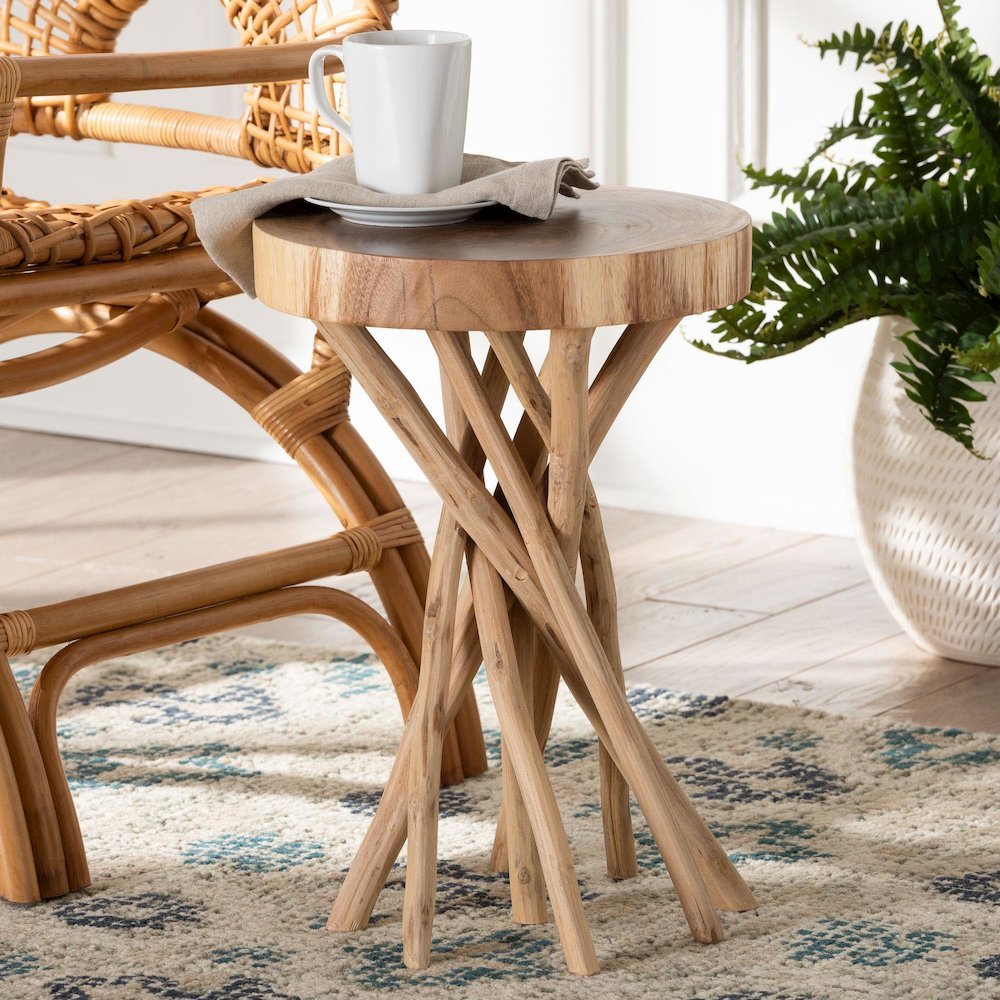 Liberte Natural Teak Wood End Table