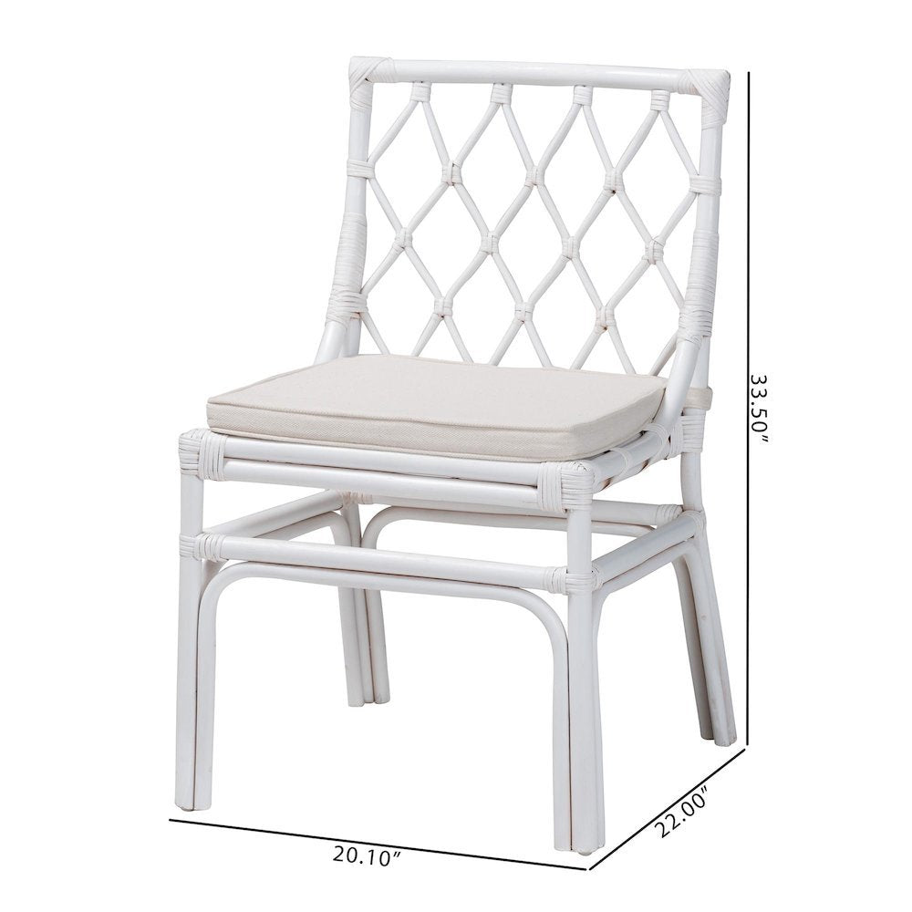 Carwyn Bohemian White Rattan Dining Chair