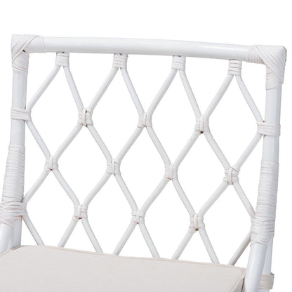Carwyn Bohemian White Rattan Dining Chair