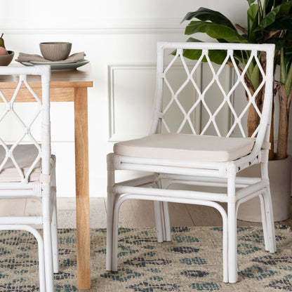 Carwyn Bohemian White Rattan Dining Chair