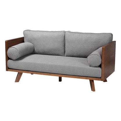 Uriel Mid-Century Modern Grey Boucle Fabric Sofa
