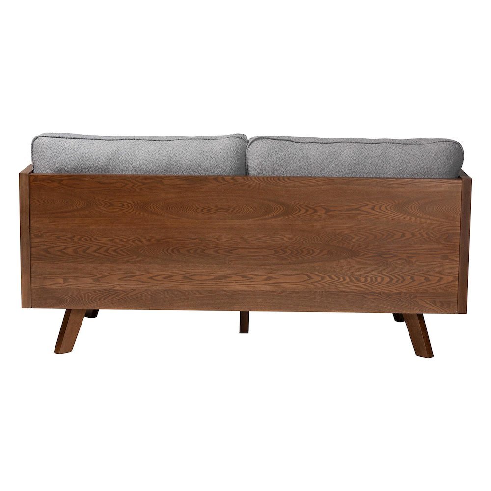 Uriel Mid-Century Modern Grey Boucle Fabric Sofa