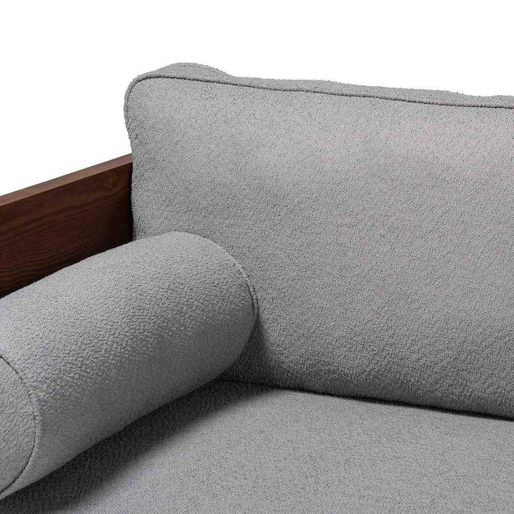 Uriel Mid-Century Modern Grey Boucle Fabric Sofa