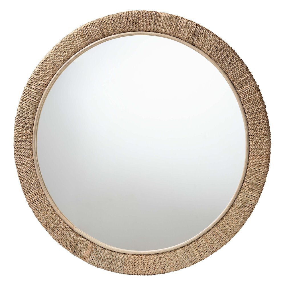 Geralyn Japandi Natural Seagrass Round Wall Mirror