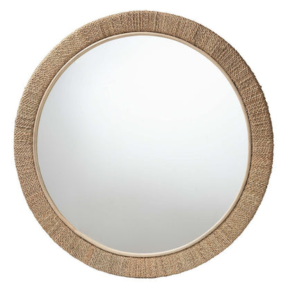 Geralyn Japandi Natural Seagrass Round Wall Mirror