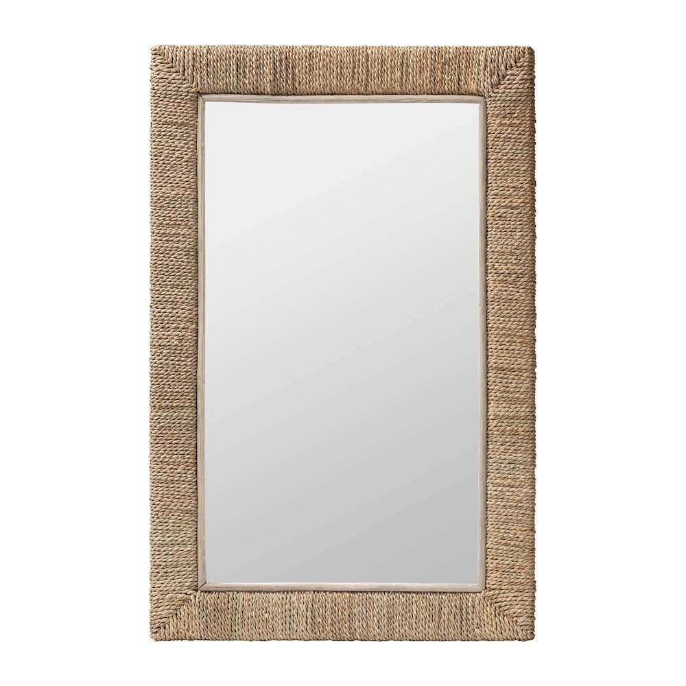 Geralyn Japandi Natural Seagrass Rectangular Wall Mirror