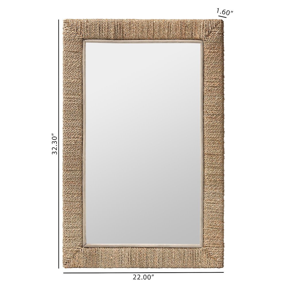 Geralyn Japandi Natural Seagrass Rectangular Wall Mirror