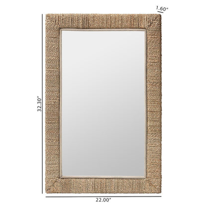 Geralyn Japandi Natural Seagrass Rectangular Wall Mirror