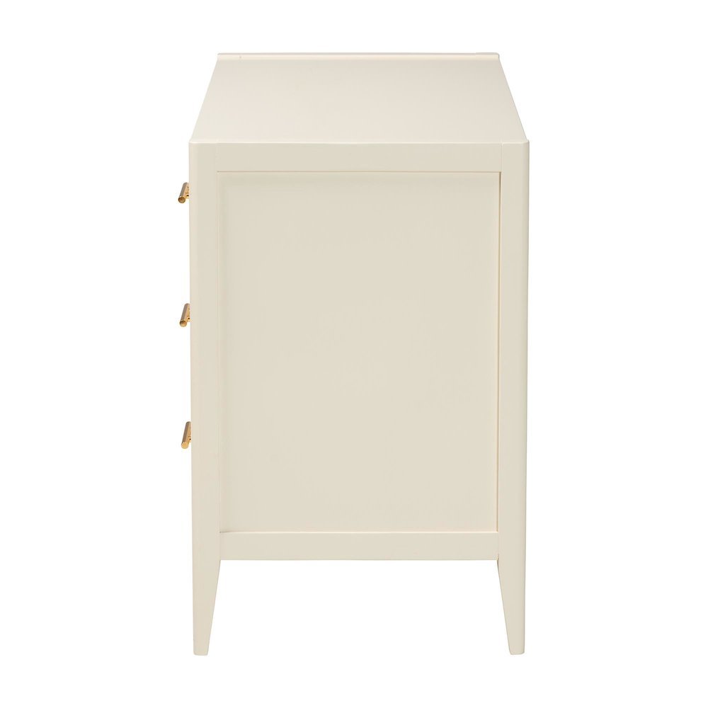 Primrose Mid-Century Ivory Fluted Wood 6-Drawer Dresser