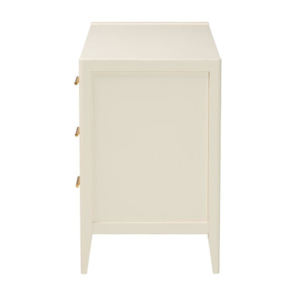 Primrose Mid-Century Ivory Fluted Wood 6-Drawer Dresser