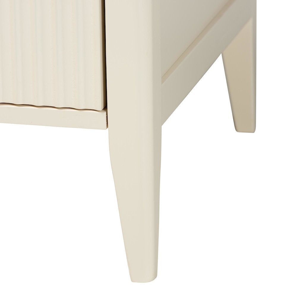 Primrose Mid-Century Ivory Fluted Wood 6-Drawer Dresser