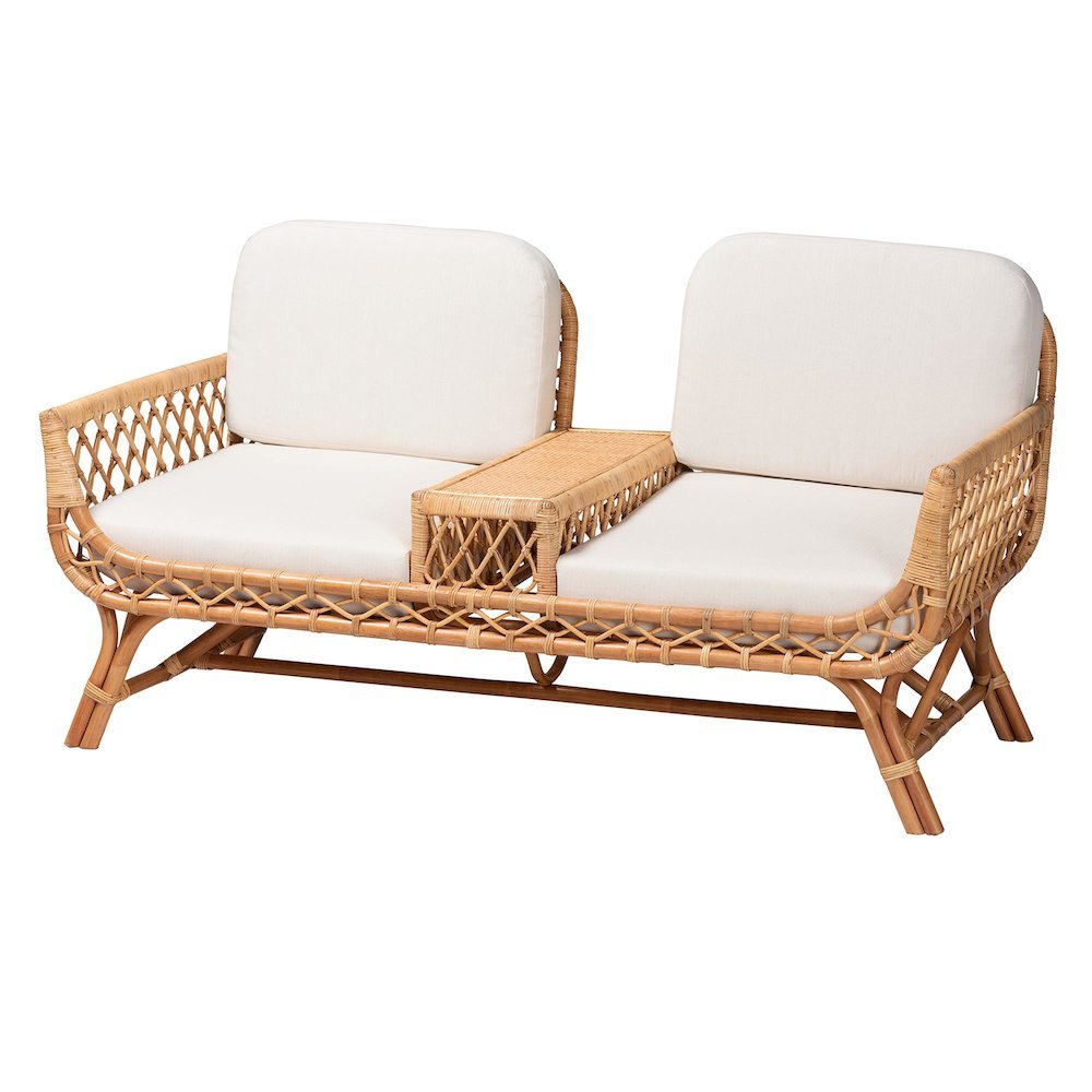 Pakis Bohemian Light Honey Rattan Tete-a-Tete Sofa