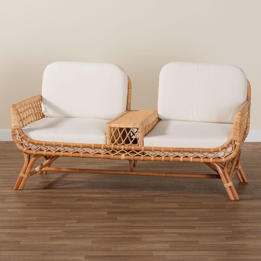 Pakis Bohemian Light Honey Rattan Tete-a-Tete Sofa