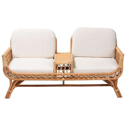 Pakis Bohemian Light Honey Rattan Tete-a-Tete Sofa