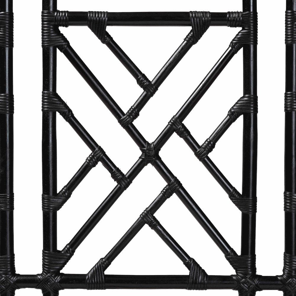 Karavo Bohemian Black Natural Rattan Queen Size Standalone Headboard
