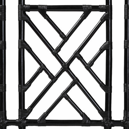 Karavo Bohemian Black Natural Rattan Queen Size Standalone Headboard