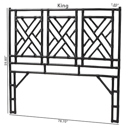 Karavo Bohemian Black Natural Rattan Queen Size Standalone Headboard
