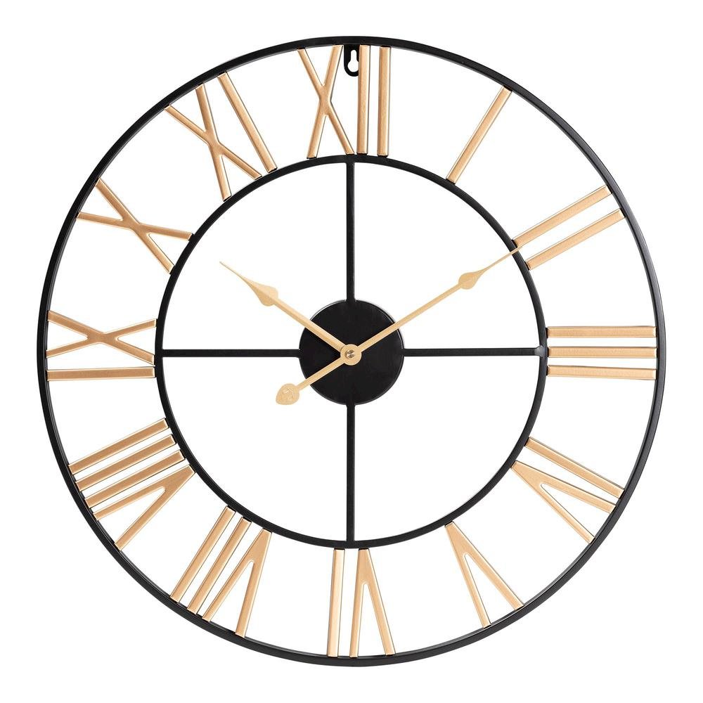 Baxton Studio Auden Modern Industrial Two-Tone Black and Gold Metal Wall Clock