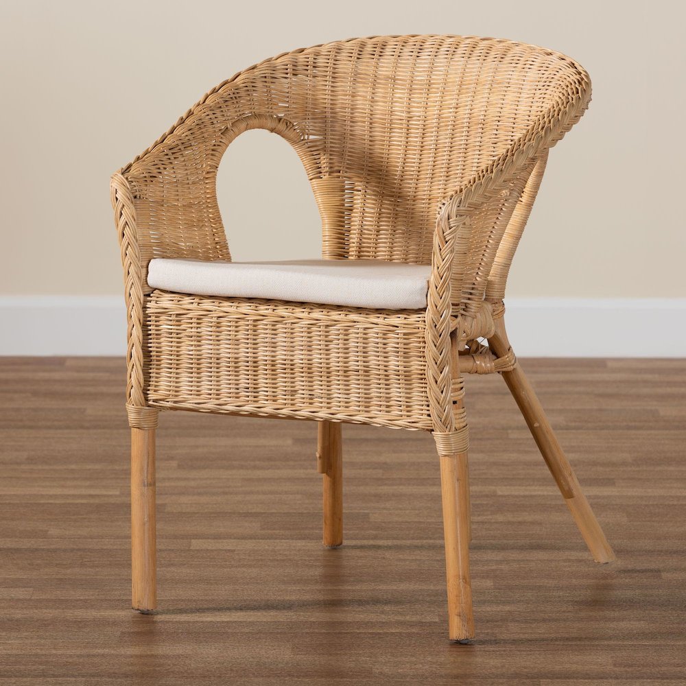 Abbey Modern Bohemian Natural Rattan Dining Chair