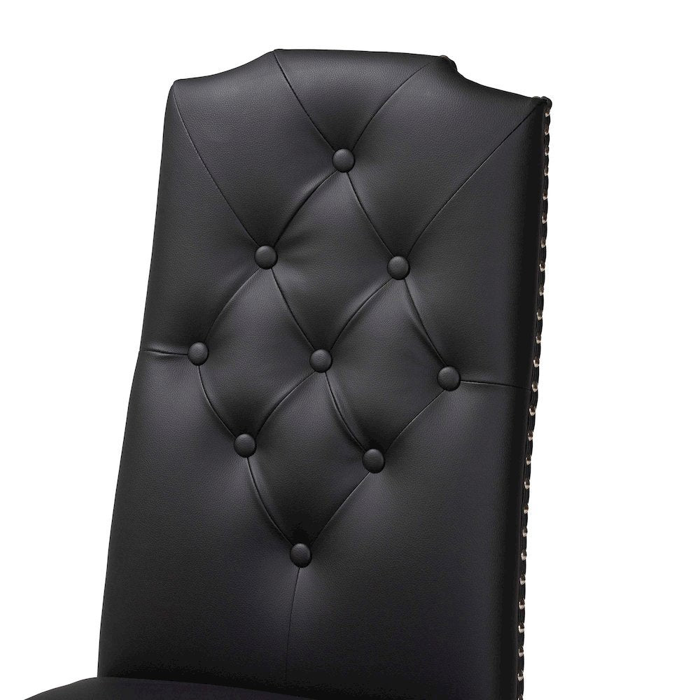 Leather Button-Tufted Nail heads Trim Dining Chair (Set of 2)