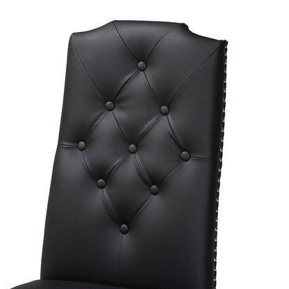 Leather Button-Tufted Nail heads Trim Dining Chair (Set of 2)