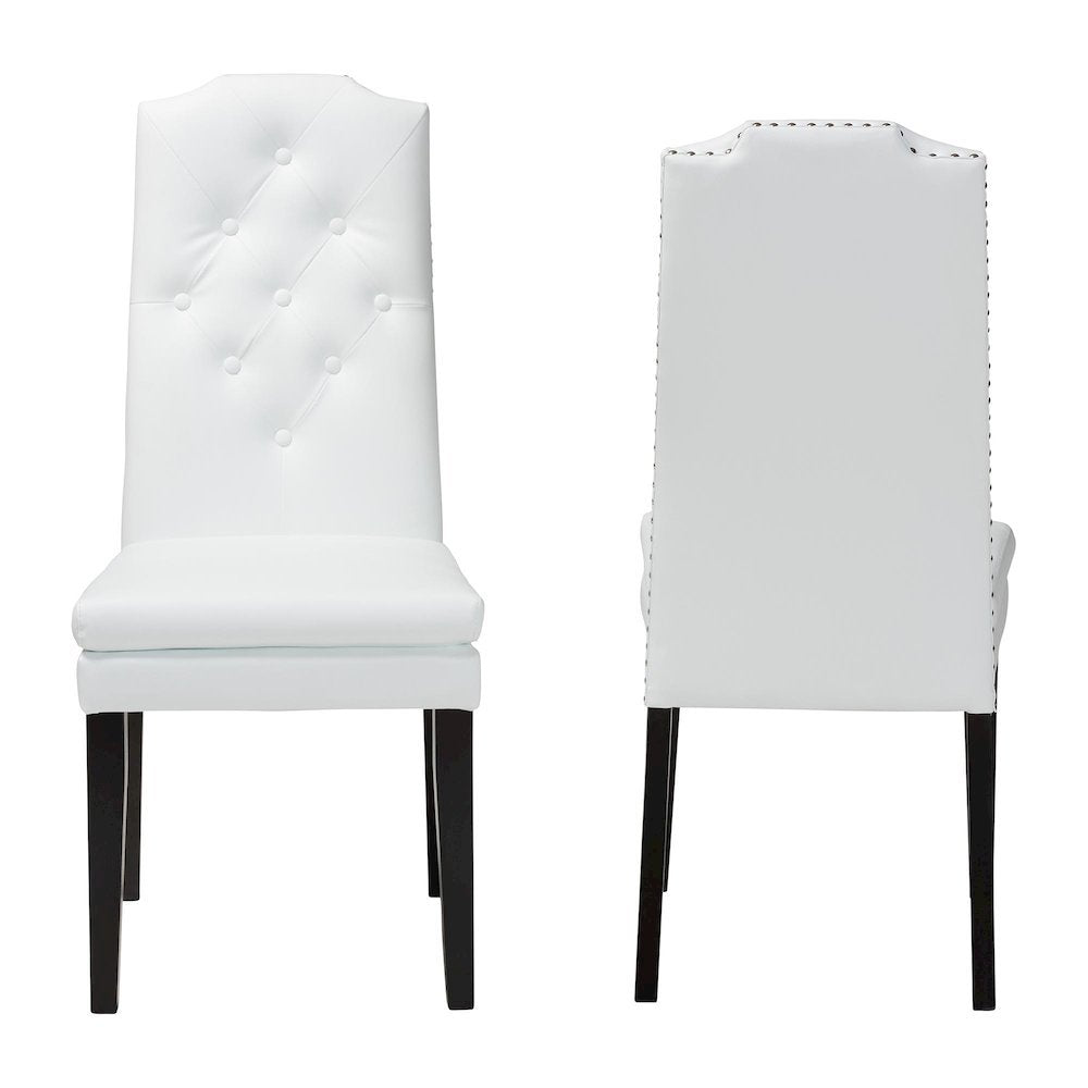 Leather Button-Tufted Nail heads Trim Dining Chair (Set of 2)