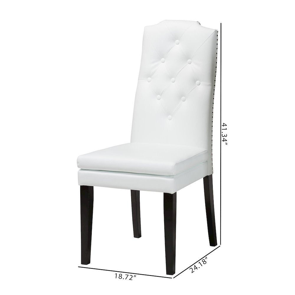 Leather Button-Tufted Nail heads Trim Dining Chair (Set of 2)