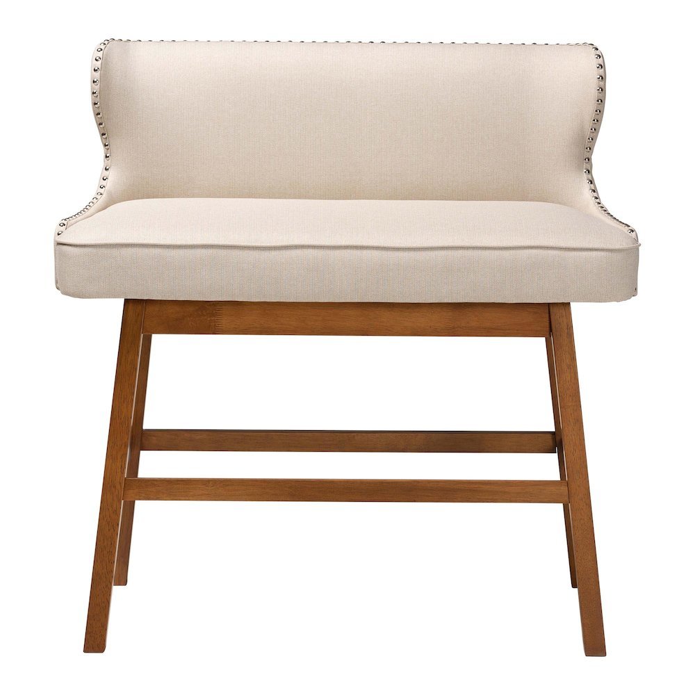 Light Beige Fabric Button-tufted Upholstered Bar Bench Banquette