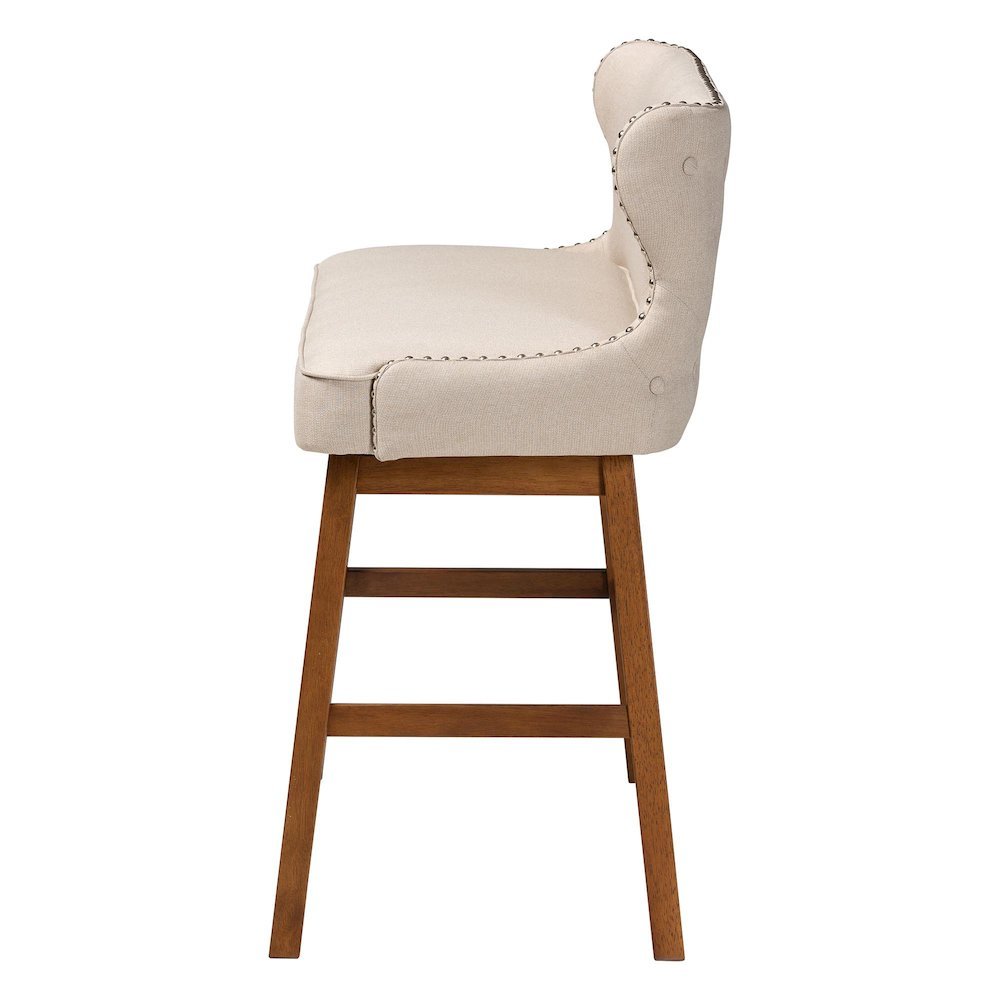 Light Beige Fabric Button-tufted Upholstered Bar Bench Banquette