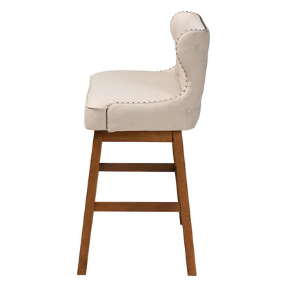 Light Beige Fabric Button-tufted Upholstered Bar Bench Banquette