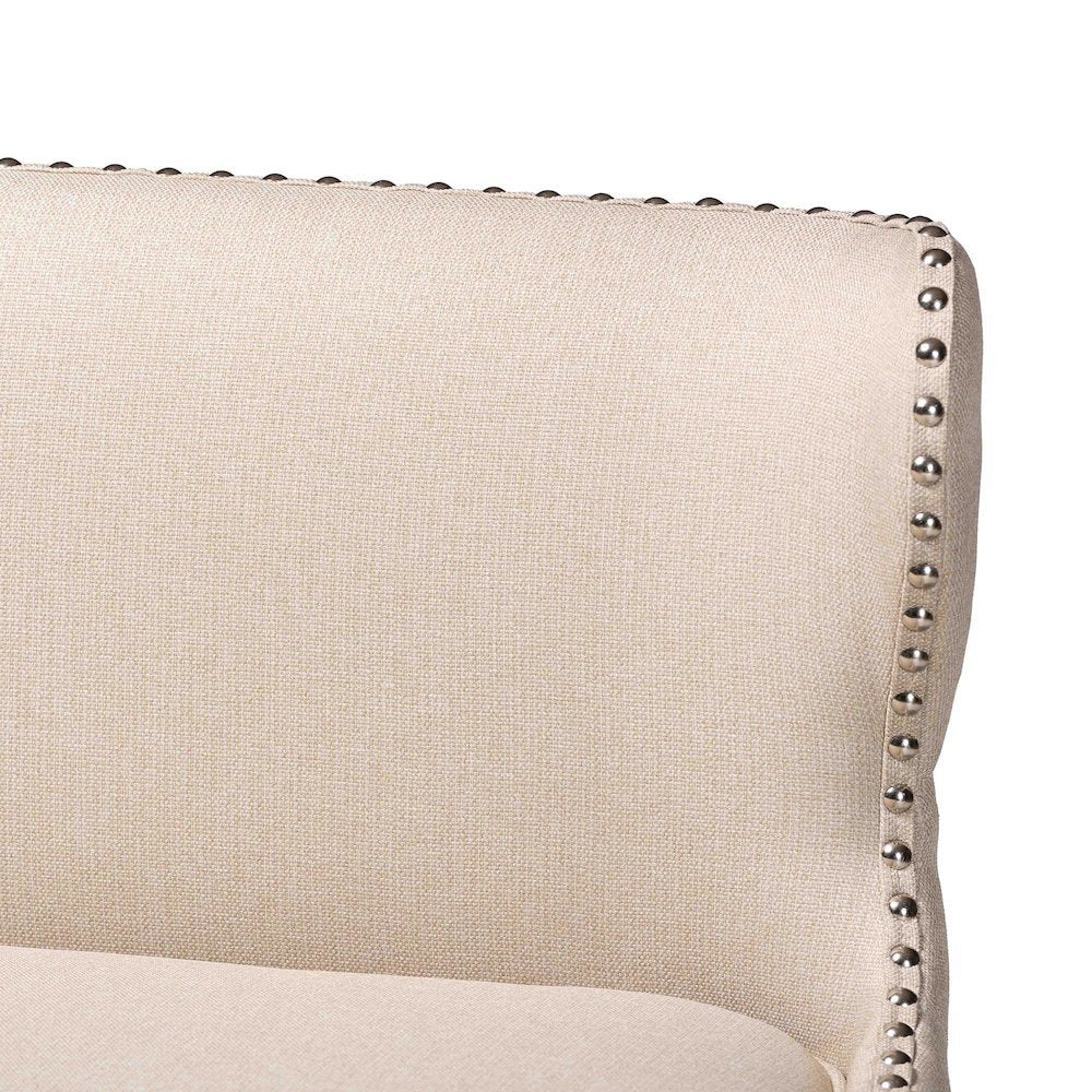 Light Beige Fabric Button-tufted Upholstered Bar Bench Banquette
