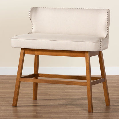 Light Beige Fabric Button-tufted Upholstered Bar Bench Banquette