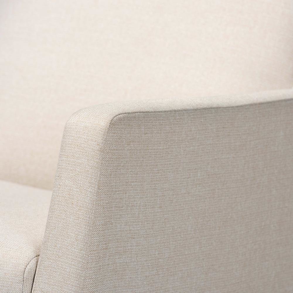 Light Beige Fabric Upholstered Rocking Chair and Ottoman Set